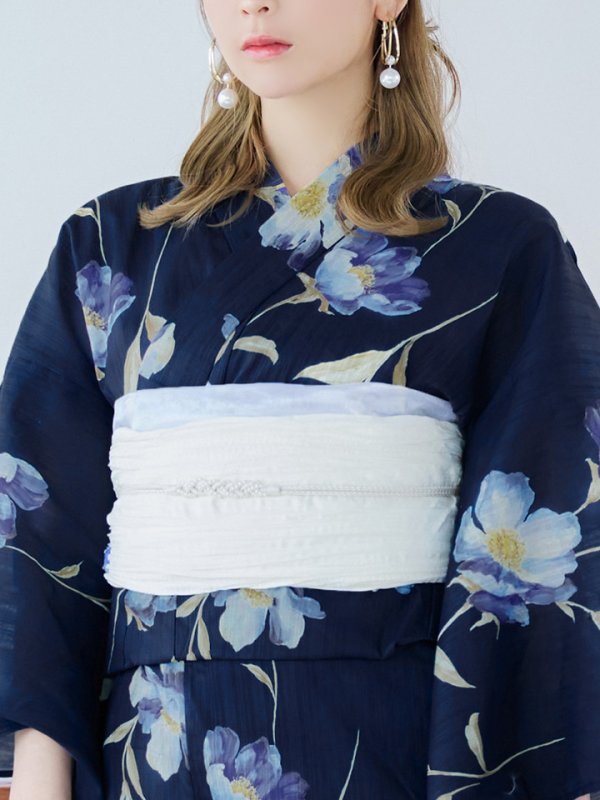 画像18: 【即日発送】ネイビー＆ブルー牡丹浴衣  【浴衣３点セット 浴衣/帯/下駄】[YMT] (18)