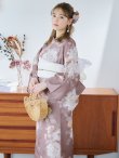 画像13: 【即日発送】ピンクベージュフラワー浴衣  【浴衣３点セット 浴衣/帯/下駄】OBI-siwa-202-ok-5-IV / HIMO-900-yn-7-MOC / HEKO-800-sb-5-W / YCA74kn-MauvePL / GETA-02-ok-4-MOC [YMT] (13)