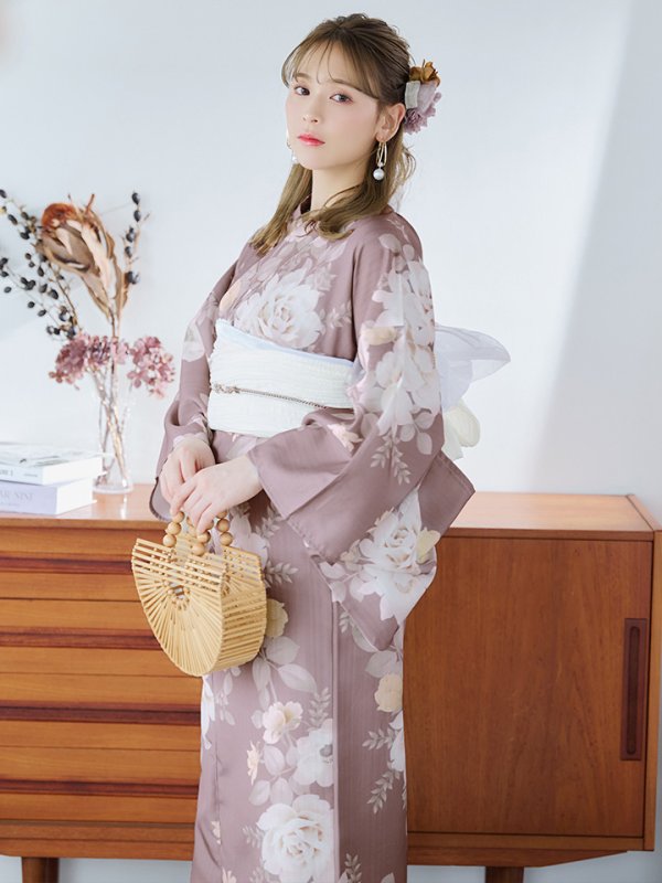 画像13: 【即日発送】ピンクベージュフラワー浴衣  【浴衣３点セット 浴衣/帯/下駄】[YMT] (13)