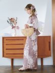 画像14: 【即日発送】ピンクベージュフラワー浴衣  【浴衣３点セット 浴衣/帯/下駄】OBI-siwa-202-ok-5-IV / HIMO-900-yn-7-MOC / HEKO-800-sb-5-W / YCA74kn-MauvePL / GETA-02-ok-4-MOC [YMT] (14)