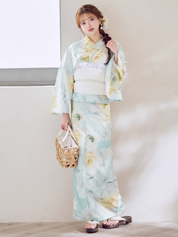 画像4: ニュアンス牡丹ペールトーン浴衣【浴衣３点セット 浴衣/帯/下駄】[YMT] (4)