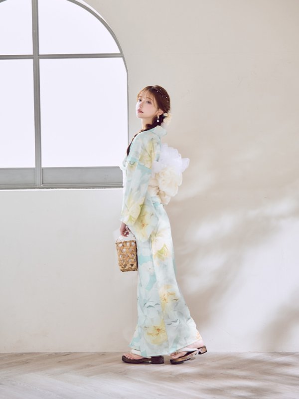 画像7: ニュアンス牡丹ペールトーン浴衣【浴衣３点セット 浴衣/帯/下駄】[YMT] (7)