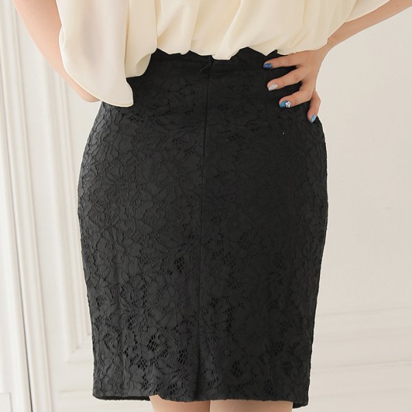 画像7: SALE!【スカート・S-Lサイズ/2カラー】総レース膝丈タイトスカート[HC02]【YN】 (7)