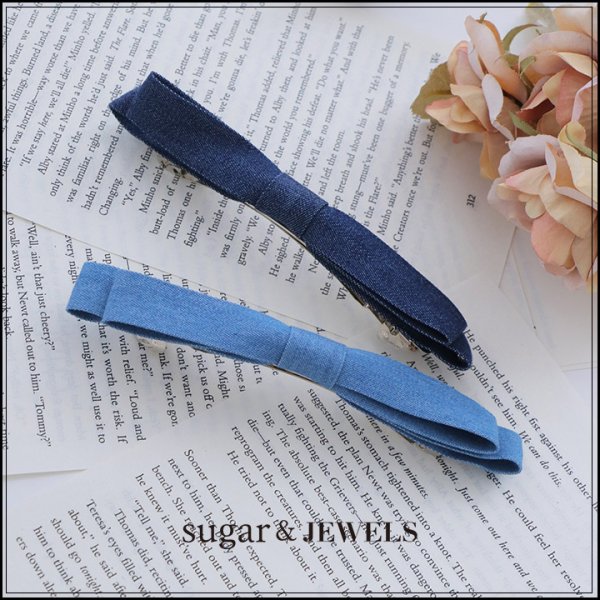 画像2: 【バレッタ】デニムリボンバレッタ【2カラー】[OF02] (2)