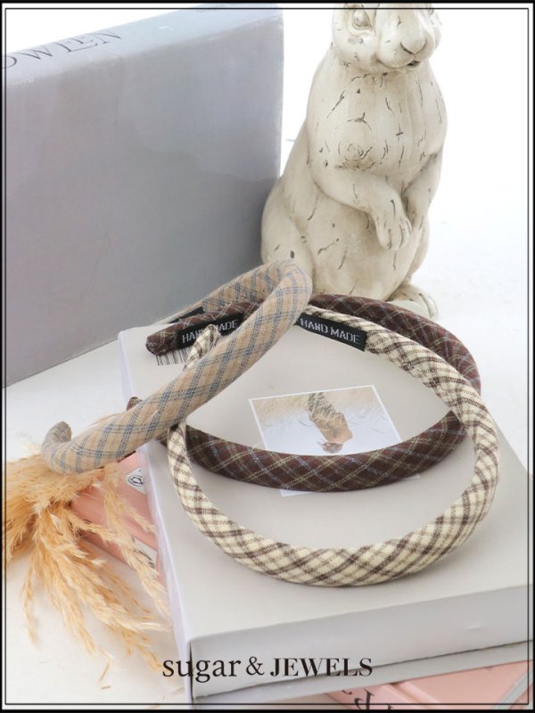 画像1: 【カチューシャ】タータンチェックカチューシャ【3カラー】[OF02]  (1)