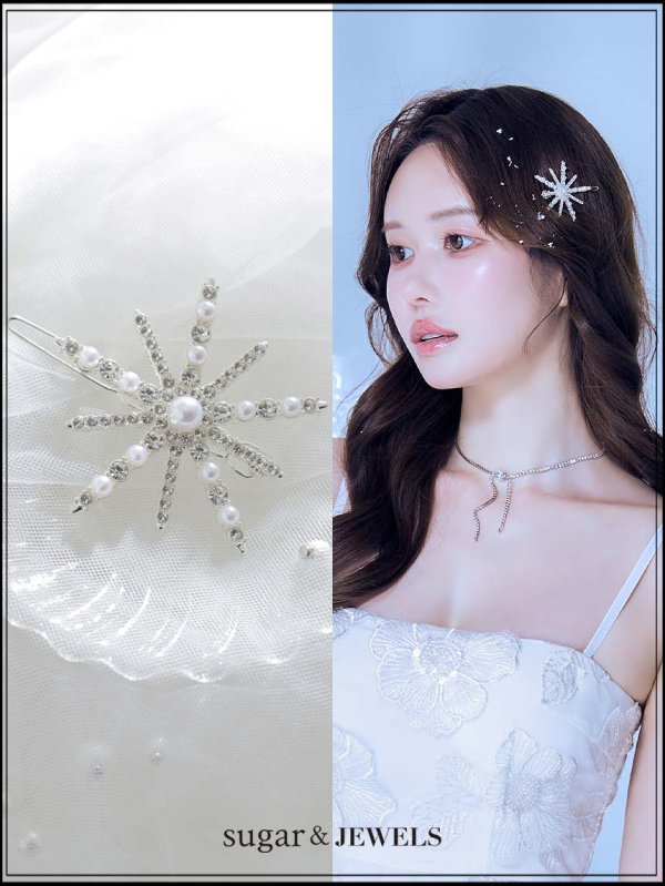 画像1: 【ヘアアクセサリー】スノークリスタルモチーフヘアバレッタ【1カラー】[OF02]  (1)