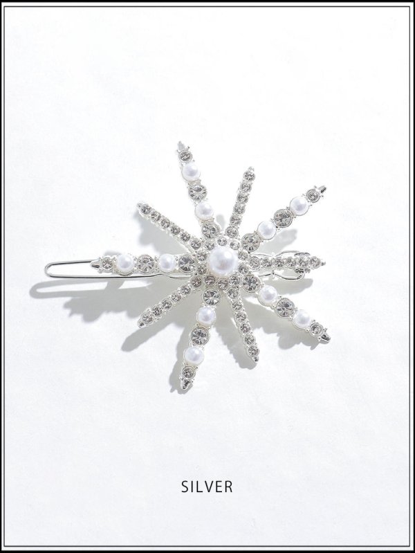 画像3: 【ヘアアクセサリー】スノークリスタルモチーフヘアバレッタ【1カラー】[OF02]  (3)