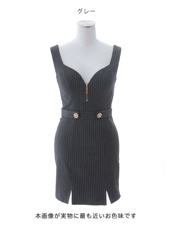 画像13: ストライプノースリーブミニドレス/キャバドレス【XS-Mサイズ/1カラー】[OF01] 【SB】dzw (13)