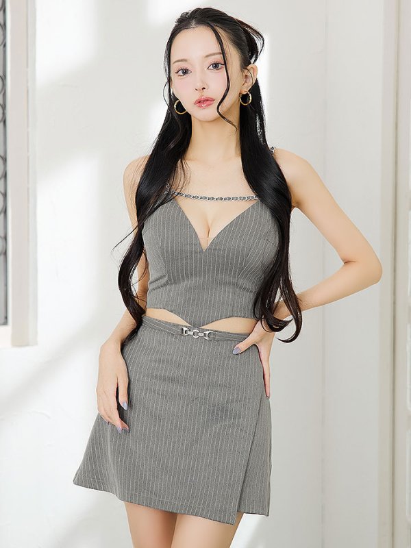 画像3: 【送料無料！】カジュアルストライプセットアップドレス/キャバドレス【XS-Lサイズ/1カラー】[OF03] 【YN】dzkv (3)