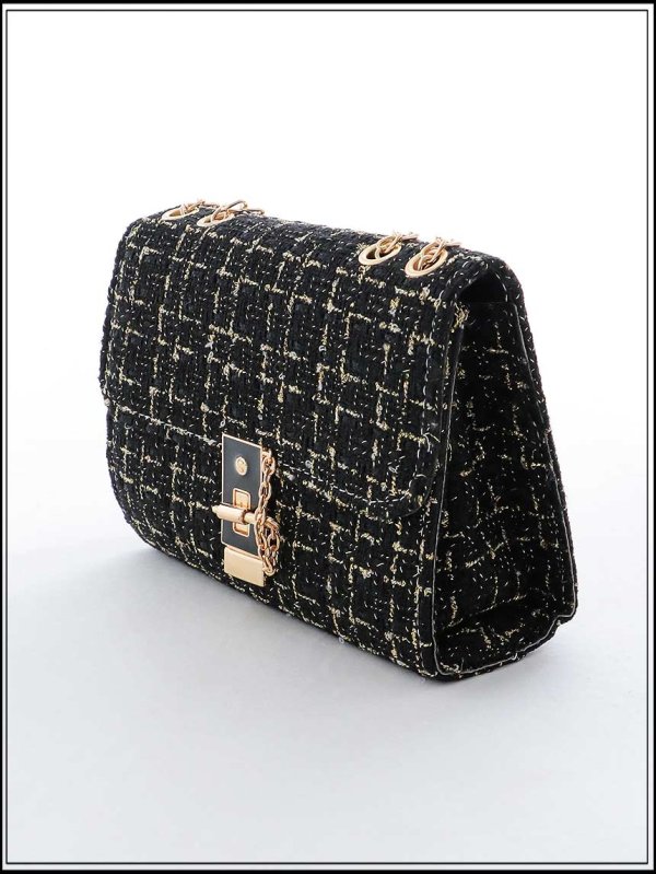 画像6: 【バッグ】2wayゴールドチェーンツイードバッグ【2カラー】[OF03] (6)