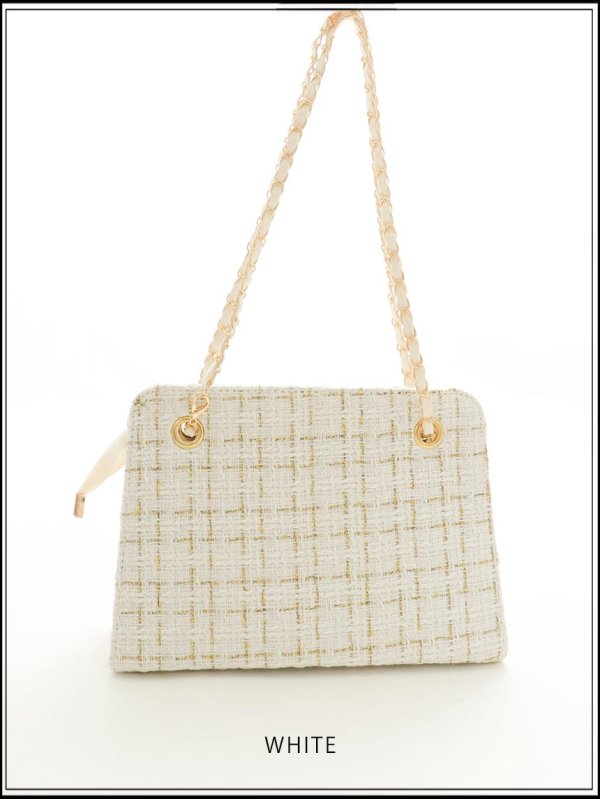 画像2: 【バッグ】ツイードチェーンショルダーバッグ【Fサイズ/2カラー】【IM】[OF03] (2)