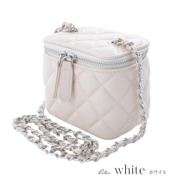 画像4: 【即日発送】【水着小物：ビーチバッグ】ショルダーチェーン付き/ キルティング/ バニティバッグ[OF04] (4)