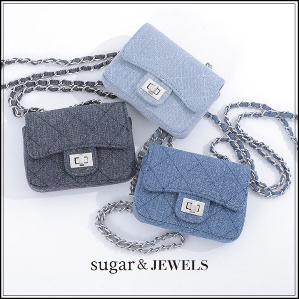 画像2: 【バッグ】デニムチェーンショルダーミニバッグ【3カラー】[OF04] (2)