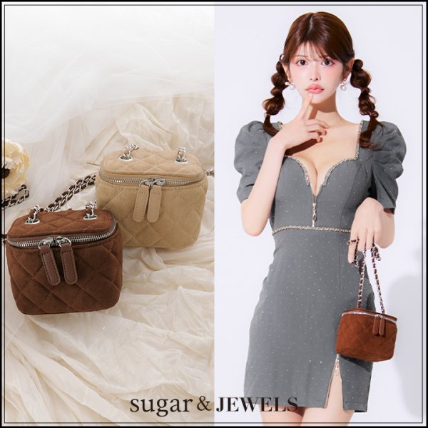 画像1: 【バッグ】チェーンショルダーキルティングスエードバニティバッグ【Fサイズ/2カラー】[OF04] (1)