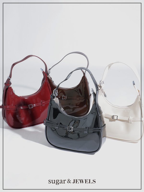 画像1: 【バッグ】エナメルハーフムーンバッグ【Fサイズ/4カラー】[OF03] (1)