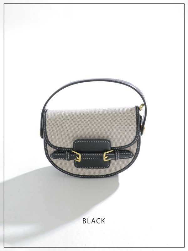 画像2: 【バッグ】2wayレザーパイピングキャンバスバッグ【Fサイズ/2カラー】[OF02] (2)