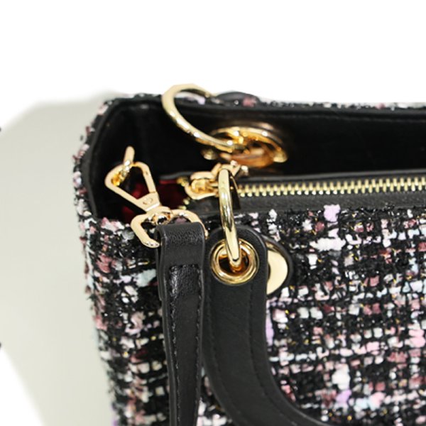 画像6: 【Angel R/エンジェルアール】ミックスチェック/ ツイード/ ハンドバッグ【Fサイズ/2カラー】[OF02] (6)