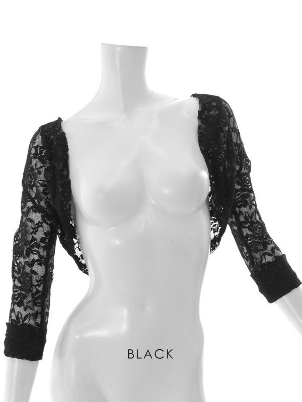 画像2: 再入荷!モノトーン刺繍レースボレロ/上着/羽織り物/アウター【Fサイズ/2カラー】[OF08-U] 【IM】 (2)