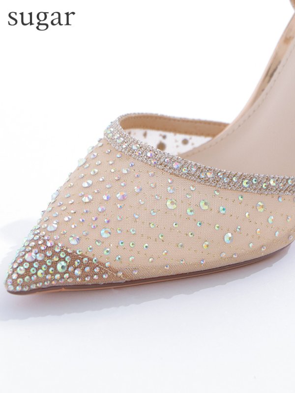 画像10: 【COMEX】 2color/ 8cmヒール/ ラメ/ ラインストーン/ ピンヒール/ ポインテッドトゥ/ ハイヒール/ ストラップ付き/ パンプス[OF02] (10)