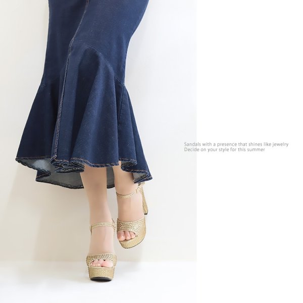 画像2: SALE【COMEX】 2color/ 13cmヒール/ ラメ/ ラインストーン/ オープントゥ/ アンクルストラップ/ ハイヒール/ ストラップサンダル[OF02] (2)