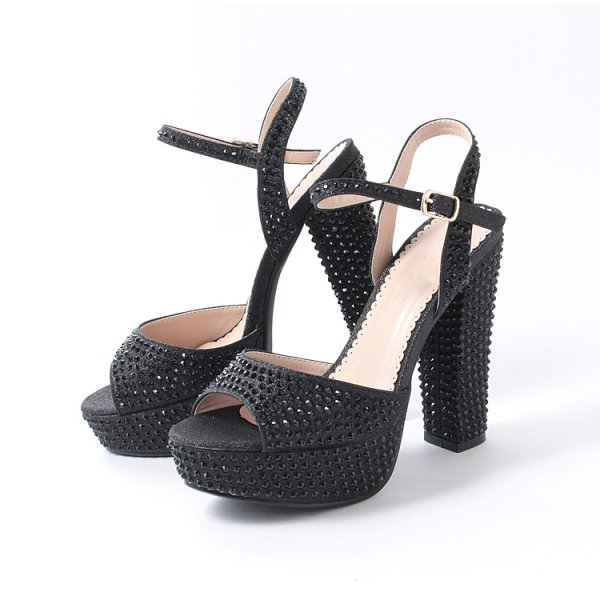 画像7: SALE【COMEX】 2color/ 13cmヒール/ ラメ/ ラインストーン/ オープントゥ/ アンクルストラップ/ ハイヒール/ ストラップサンダル[OF02] (7)