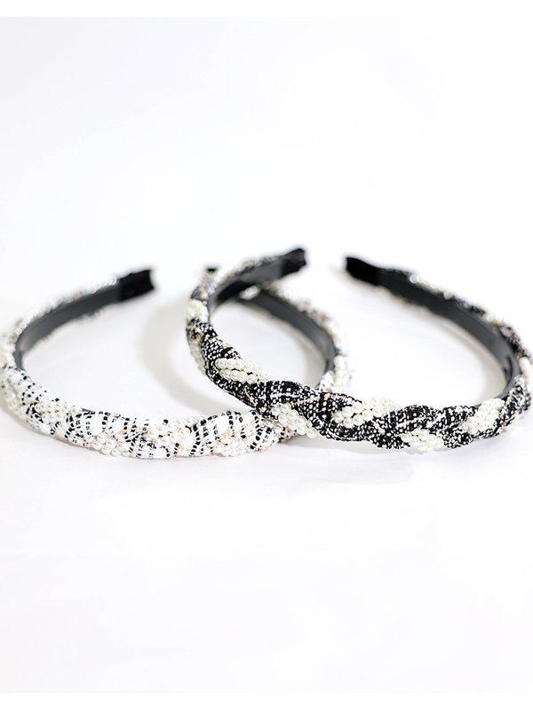 画像2: 【アクセサリー:カチューシャ】【Angel R/エンジェルアール】パールクロスミックスツイードカチューシャ (2)