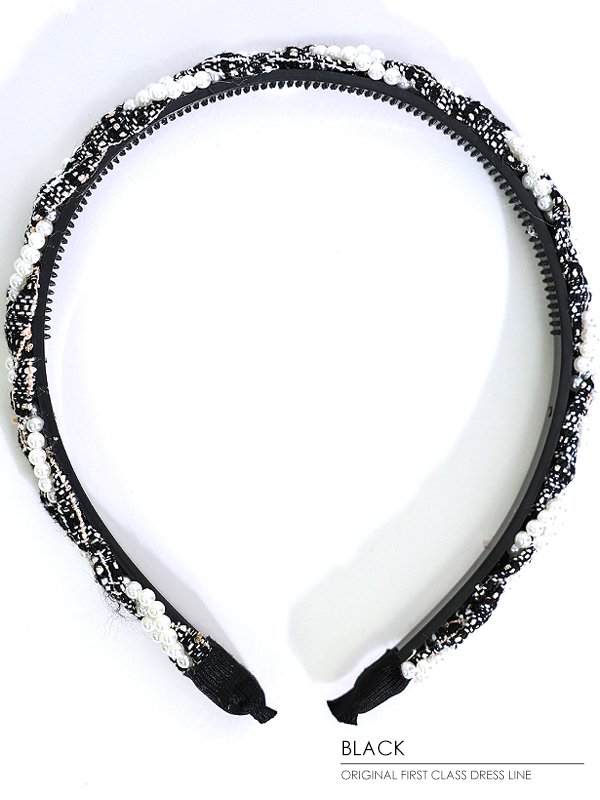 画像4: 【アクセサリー:カチューシャ】【Angel R/エンジェルアール】パールクロスミックスツイードカチューシャ (4)