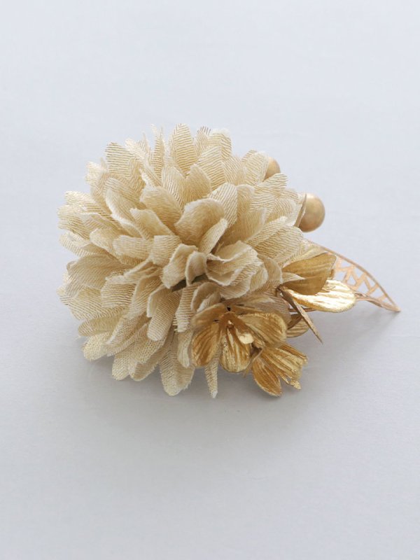 画像2: 【卒業袴小物】ゴールドフラワーコサージュ【1カラー】 (2)