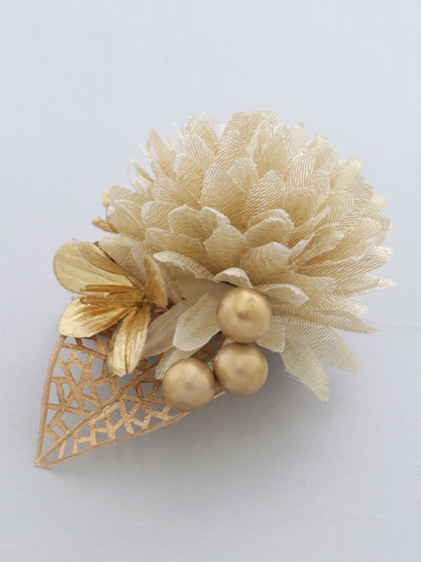 画像3: 【卒業袴小物】ゴールドフラワーコサージュ【1カラー】 (3)