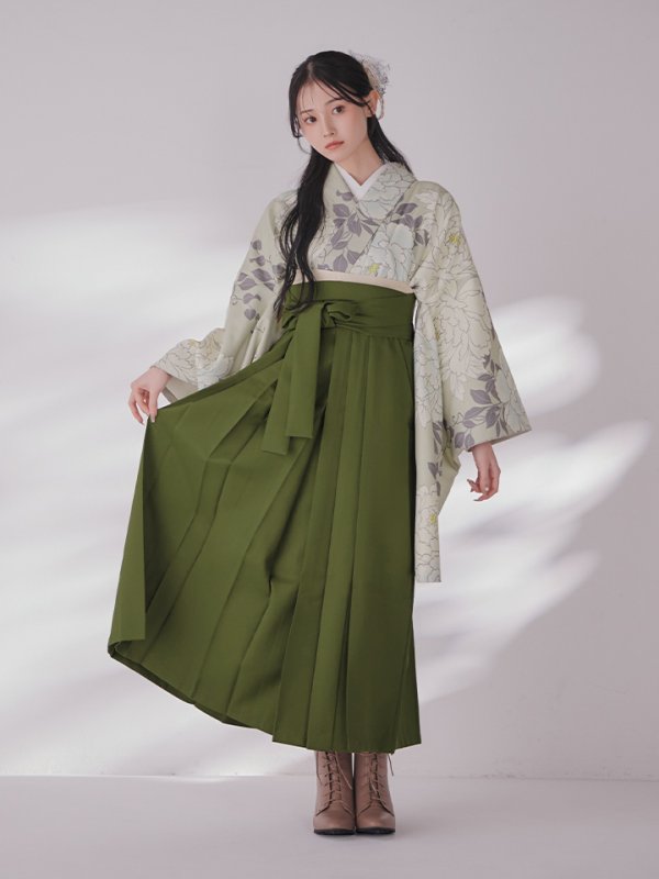 画像10: 【予約商品 / 1月中旬発送予定】白牡丹 モカ二尺袖着物【卒業袴３点セット 二尺袖着物/帯/袴】 (10)