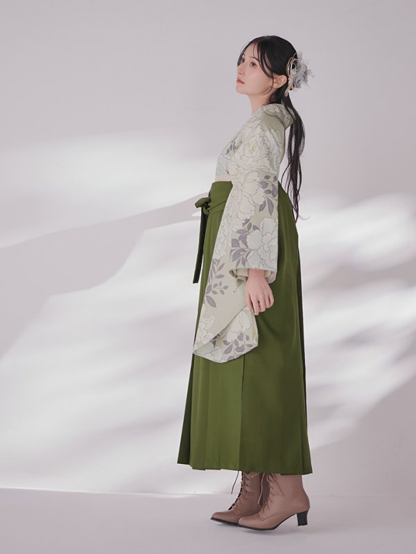 画像11: 【予約商品 / 1月中旬発送予定】白牡丹 モカ二尺袖着物【卒業袴３点セット 二尺袖着物/帯/袴】 (11)