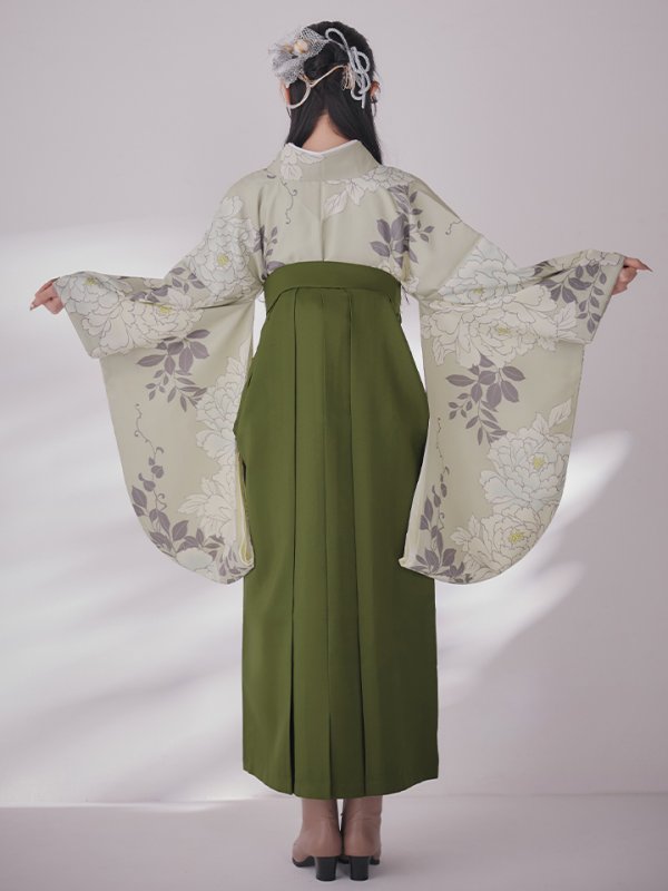 画像17: 【予約商品 / 1月中旬発送予定】白牡丹 モカ二尺袖着物【卒業袴３点セット 二尺袖着物/帯/袴】 (17)