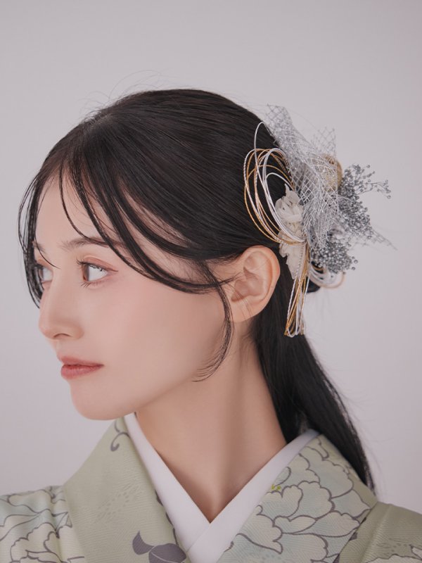 画像20: 【予約商品 / 1月中旬発送予定】白牡丹 モカ二尺袖着物【卒業袴３点セット 二尺袖着物/帯/袴】 (20)