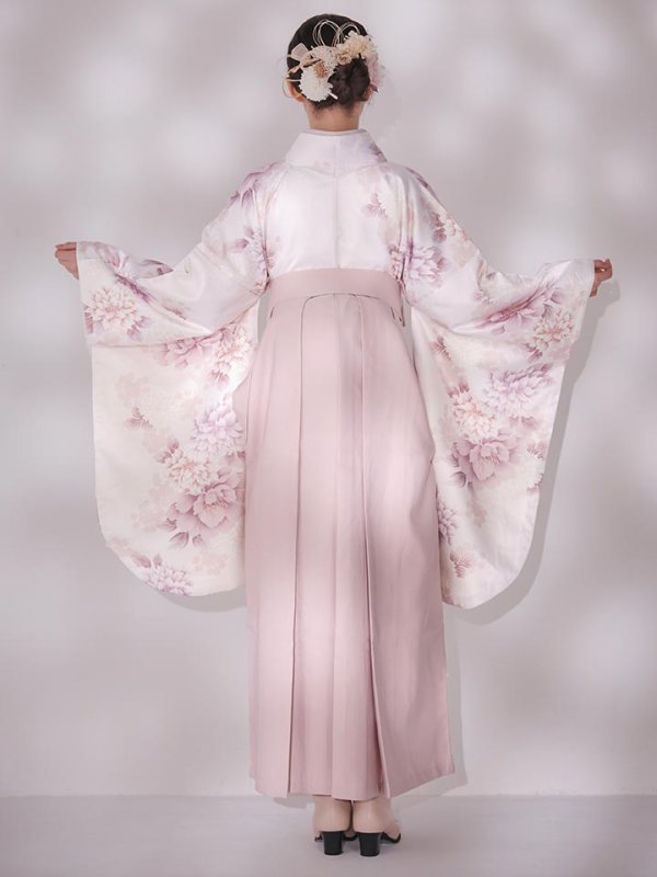 画像19: 【予約商品 / 1月中旬発送予定】ピンク牡丹×菊 ペールピンク二尺袖着物【卒業袴３点セット 二尺袖着物/帯/袴】 (19)