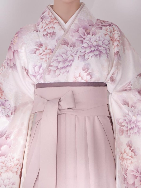 画像20: 【予約商品 / 1月中旬発送予定】ピンク牡丹×菊 ペールピンク二尺袖着物【卒業袴３点セット 二尺袖着物/帯/袴】 (20)