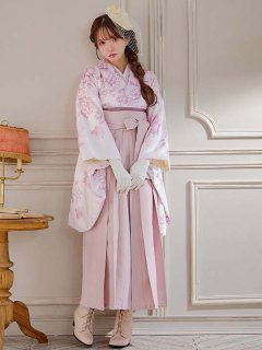 ピンク牡丹×菊 ペールピンク二尺袖着物【卒業袴３点セット 二尺袖着物/帯/袴】