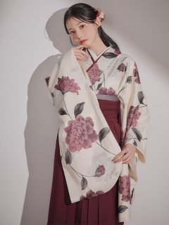 レッドカーネーション ベージュ二尺袖着物【卒業袴３点セット 二尺袖着物/帯/袴】