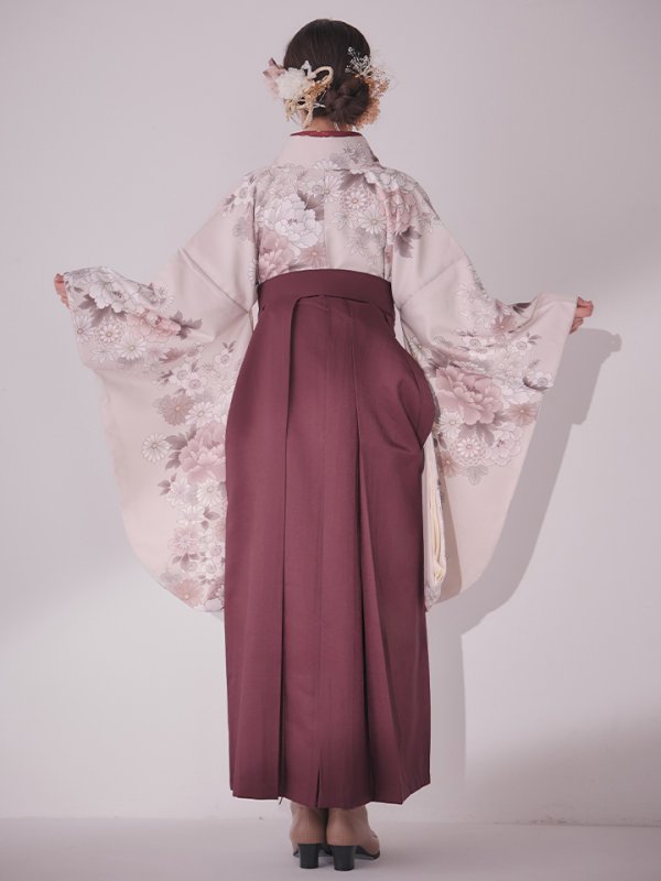 画像19: 【予約商品 / 1月中旬発送予定】ピンク牡丹 くすみピンク二尺袖着物【卒業袴３点セット 二尺袖着物/帯/袴】 (19)