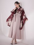 画像11: 【予約商品/1月中旬発送予定】ピンク芍薬 ワインレッド二尺袖着物【卒業袴３点セット 二尺袖着物/帯/袴】 (11)