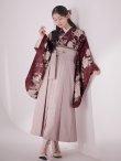 画像13: 【予約商品/1月中旬発送予定】ピンク芍薬 ワインレッド二尺袖着物【卒業袴３点セット 二尺袖着物/帯/袴】 (13)