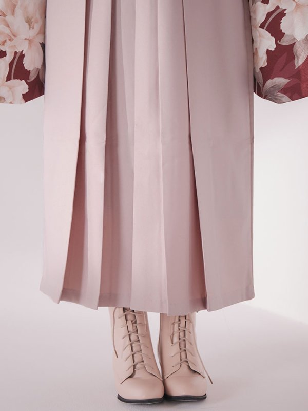 画像18: 【予約商品/1月中旬発送予定】ピンク芍薬 ワインレッド二尺袖着物【卒業袴３点セット 二尺袖着物/帯/袴】 (18)