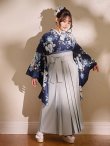 画像5: 【即日発送】青フラワーブーケ ブルー二尺袖着物【卒業袴３点セット 二尺袖着物/帯/袴】[FB01] (5)