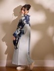 画像9: 【即日発送】青フラワーブーケ ブルー二尺袖着物【卒業袴３点セット 二尺袖着物/帯/袴】[FB01] (9)