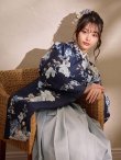 画像16: 【即日発送】青フラワーブーケ ブルー二尺袖着物【卒業袴３点セット 二尺袖着物/帯/袴】[FB01] (16)