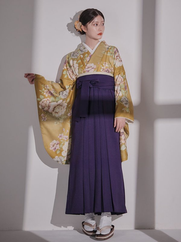 画像13: 【予約商品 / 1月中旬発送予定】黄フラワーブーケ イエロー二尺袖着物【卒業袴３点セット 二尺袖着物/帯/袴】 (13)