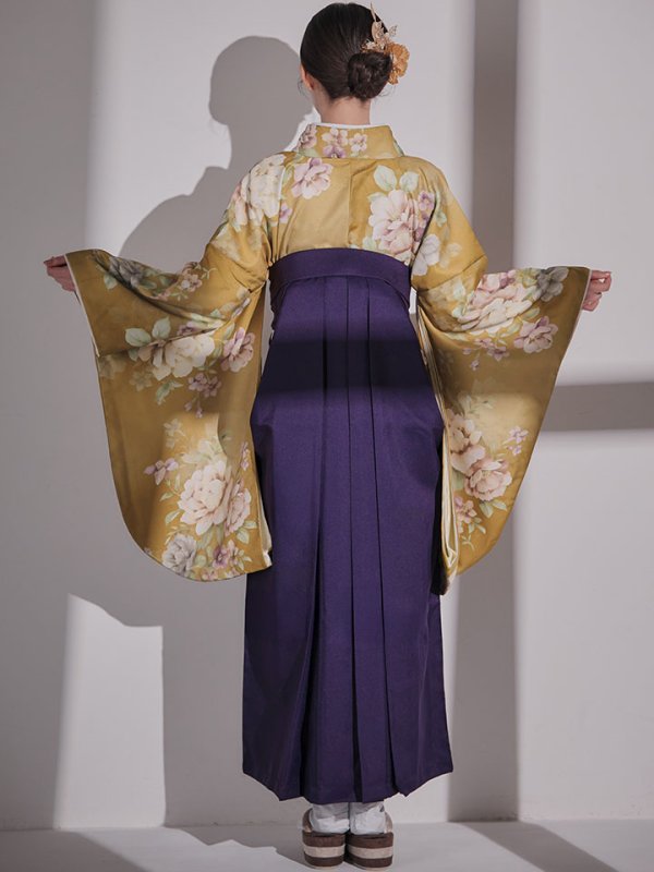 画像17: 【予約商品 / 1月中旬発送予定】黄フラワーブーケ イエロー二尺袖着物【卒業袴３点セット 二尺袖着物/帯/袴】 (17)