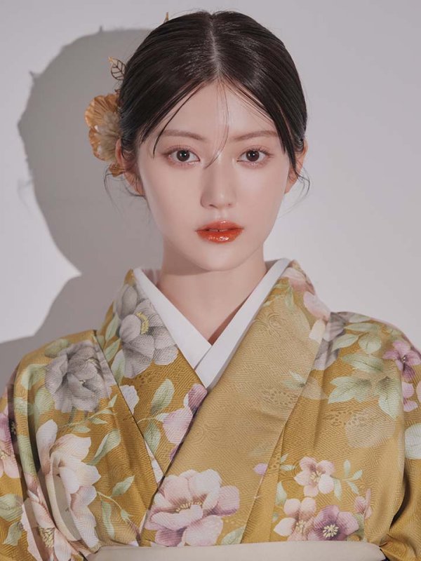 画像19: 【予約商品 / 1月中旬発送予定】黄フラワーブーケ イエロー二尺袖着物【卒業袴３点セット 二尺袖着物/帯/袴】 (19)