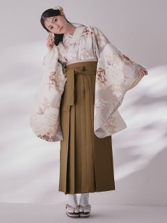 グレーピンクフラワー グラデーション二尺袖着物