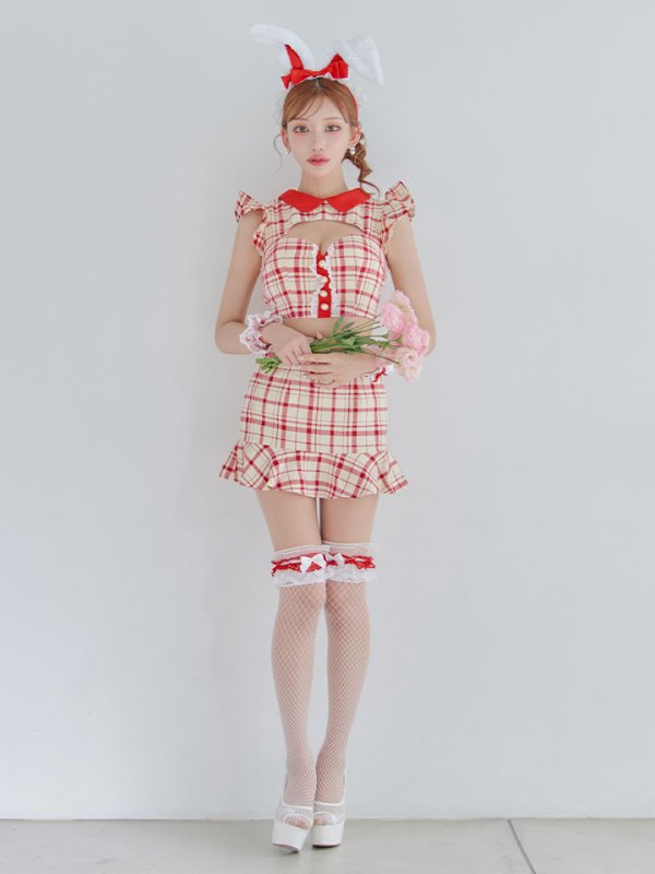 画像28: 【値下げ！】【即日発送】【ハロウィン】 チェックバニーセットアップ  【コスプレ6点セット】【XS-Lサイズ/2カラー】[OF04] (28)