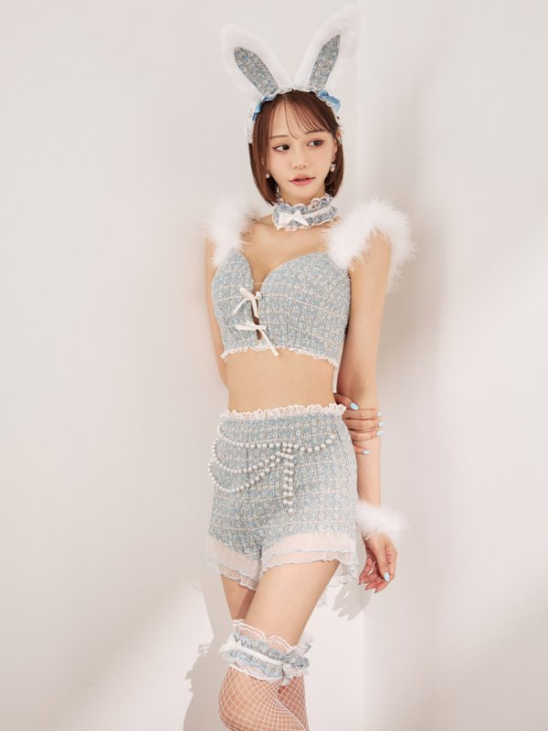 画像13: 【SALE!!】【即日発送】【ハロウィン】 ファーツイードバニーセットアップ 【コスプレ8点セット】【XS-Mサイズ/3カラー】[HC03] (13)